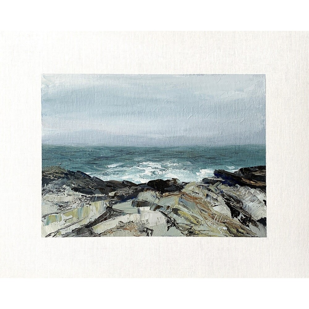 8x10 Maine Original Oil Seascape Painting Acadia Rocky Moody Ocean Art Signed